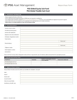 Fillable Online Repurchase Form Psg Global Equity Psg Flexible Sub