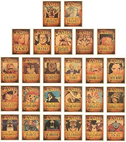 Bjbjjiu Stk One Piece Wanted Poster Set Anime Poster One Piece