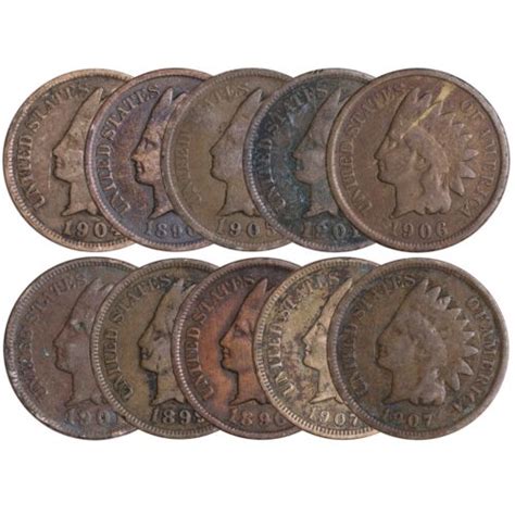 10 PC LOT Indian Head Cent Pennies AVERAGE CIRCULATED EBay