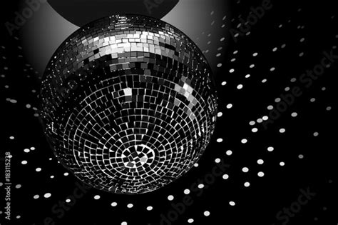 Disco Ball On Black Background Black And White Vector Stock Image