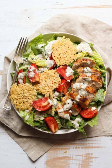 Healthy Chicken Caesar Salad Greek Yogurt Caesar Dressing Bessie Bakes