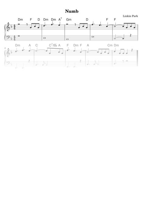 Numb Partitura Fácil Para Piano Em Pdf La Touche Musicale