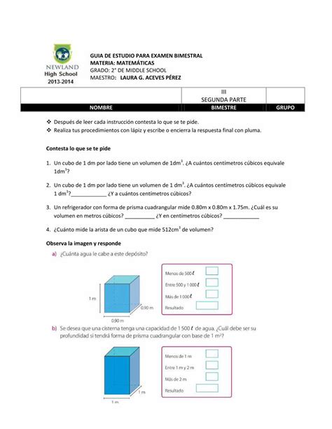 Pdf Guia De Estudio Para Examen Bimestral Materia A Matem Ticas