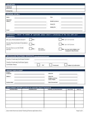 Fillable Online Teacher Application Form Templates Pdffree