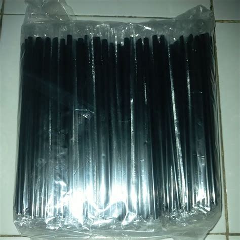 Jual Sedotan Steril Hitam 6mmx20cm Sedotan Kopi Lancip Isi 500pcs