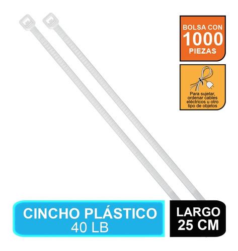 Cincho Plástico 40 Lb 25 Cm Bolsa 1000 Pz Volteck 47462 FK FERREKASA