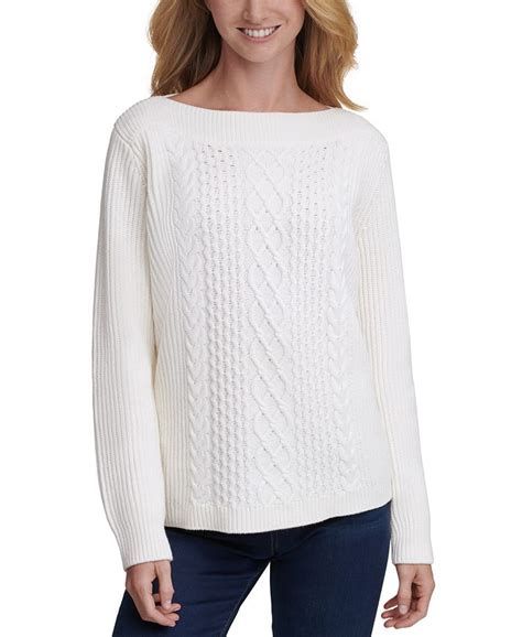 Tommy Hilfiger Cable Knit Boat Neck Sweater And Reviews Sweaters