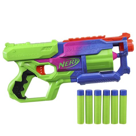 Nerf Mega Cycloneshock Toy Blaster Cybershock Color Style 6 Dart Drum 6 Accustrike Mega Darts