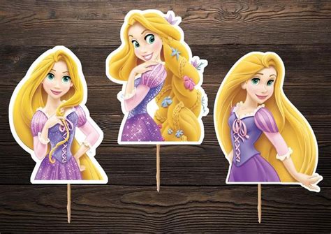 12 Pieces Of Rapunzel Cupcake Toppers 3 Poses Etsy Rapunzel