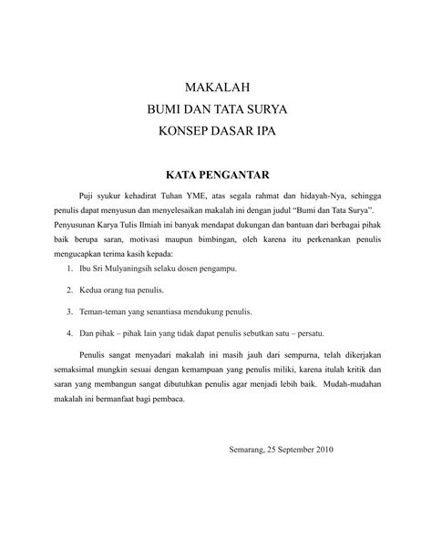 Contoh Kata Pengantar Pada Makalah Ipa Kumpulan Makalah Terbaru