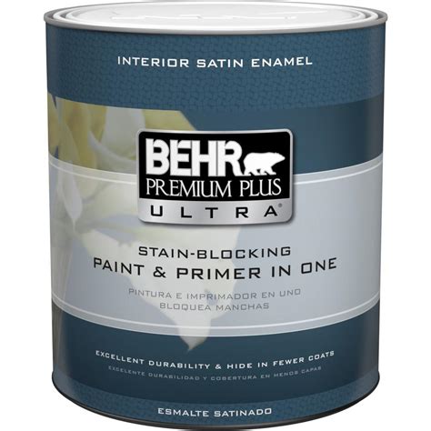 BEHR Premium Plus Ultra 1 qt. Ultra Pure White Satin Enamel Interior ...