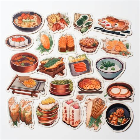 Premium Photo Artistic Delicacy Exquisite Japanese Food Sticker Sheet