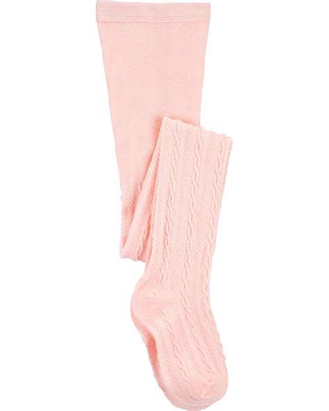 Pink Kid Cable Knit Tights