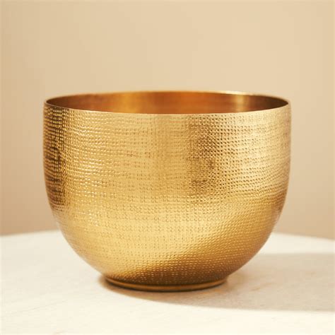 Shop Gold Hammered Round Decorative Metal Bowl - Large - at Best Price ...