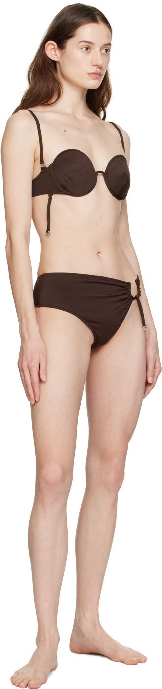 Jacquemus Brown Le Raphia Le Haut De Maillot Aouro Bikini Top Jacquemus