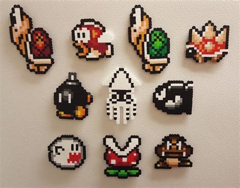 Mario Perler Baddies 8 Bit Pixel Art Perler Bead Art Boo Etsy