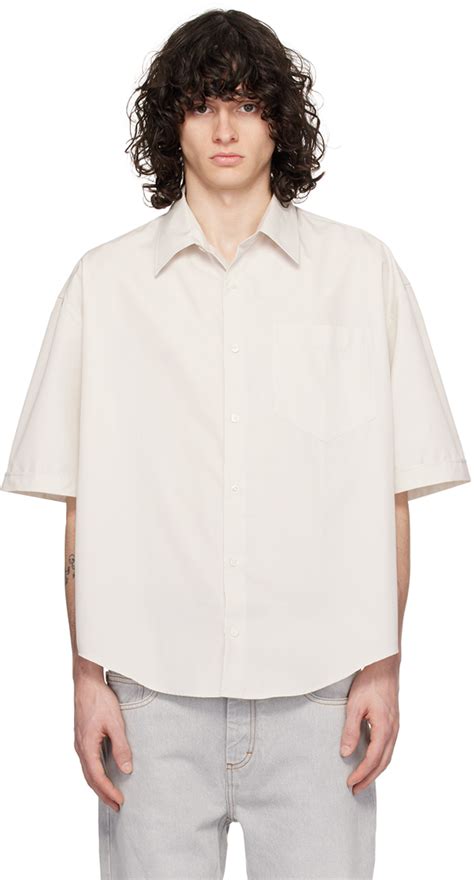 Chemise blanc cassé à col classique AMI Paris en solde