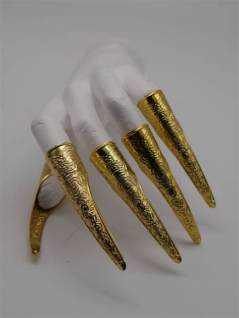 5pc Gold Dragon Claws Gothic Nails Tips Nail Art - Etsy