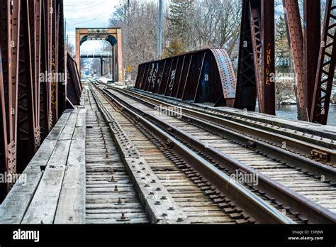 Close Up Details Of Train Tracks Stock Photo Alamy