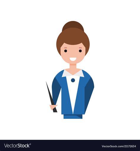 Smiling teacher character with pointer Royalty Free Vector