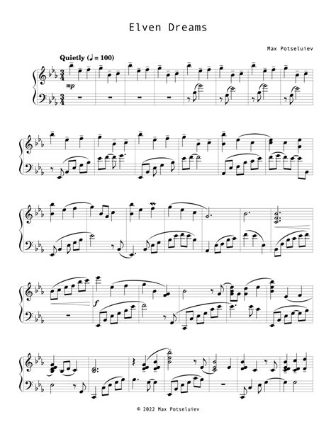 Elven Dreams By Max Potseluiev Sheet Music For Piano Solo At Sheet