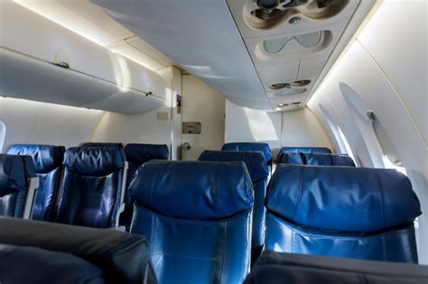 Premium Photo Empty Blue Seats In Airplane