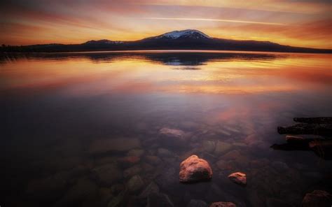 Sunlight Landscape Colorful Mountains Sunset Sea Lake Water