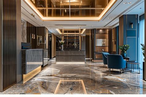 Premium Photo Modern Kitchen With Marble Floor And Gold Accents