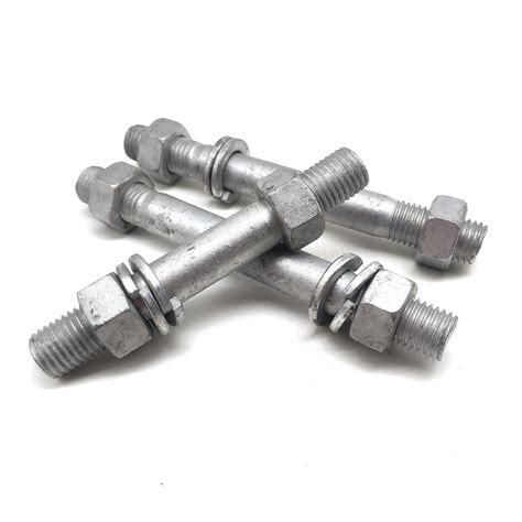 Grade 4 8 8 8 M8 M10 HDG Stud Bolt With Nuts And Washers For Power