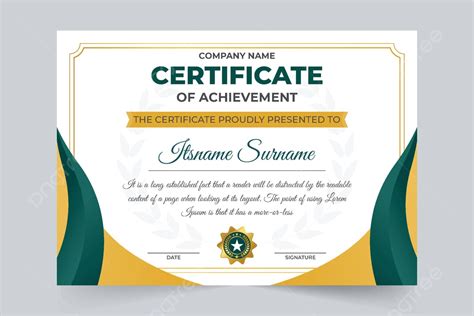 Golden And Green Certificate Design For Sports Achievements With