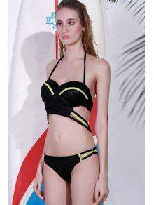 Off Sexy Spaghetti Strap Color Block Bikini Set In Black Zaful