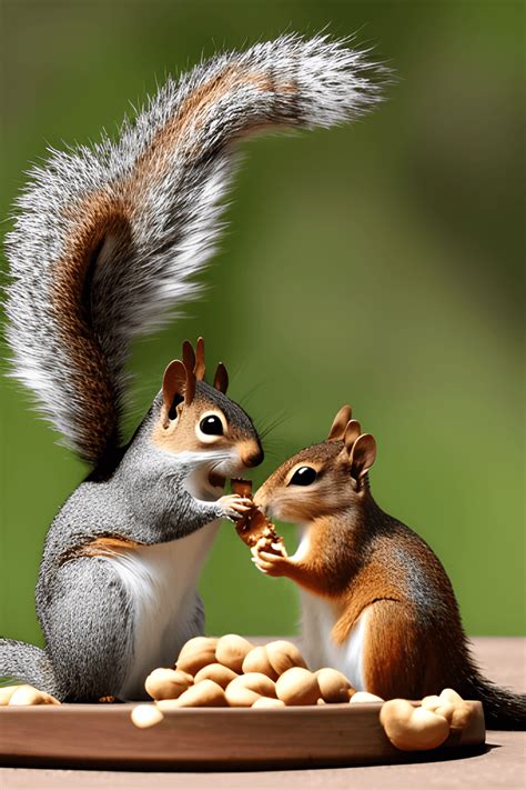 Cartoon Squirrel And Chipmunk Eating Peanut · Creative Fabrica