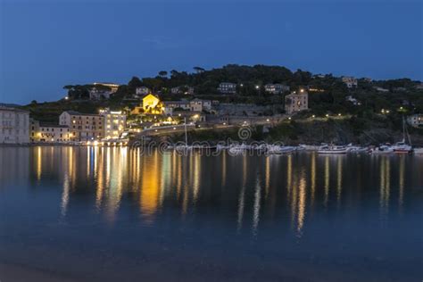 The Bay Of Silence In Sestri Levante Illuminated At Twilight Stock