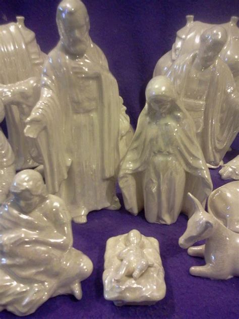 Ceramic Large Nativity Piece Glazed Set With Mother Of Etsy