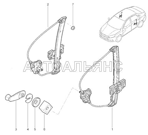 507010 МЕХАНИЧЕСКИЕ СТЕКЛОПОДЪЕМНИКИ ЗАДНИХ ДВЕРЕЙ Lada Vesta Чертеж