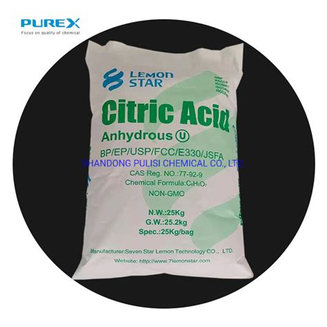 Food Grade 25kg Bag Monohydrous And Anhydrous Citric Acid Powder