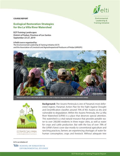 Ecological Restoration Strategies For The La Villa River Watershed Elti