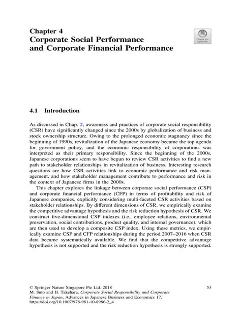 Corporate Social Performanceand Corporate Financial Performance | PDF ...