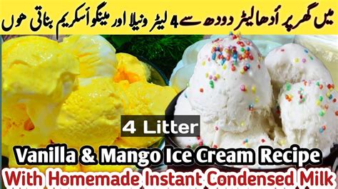 4 Litter Vanilla And Mango Ice Cream With Homemade Instant Condensed Milk Recipe Zeesha Home