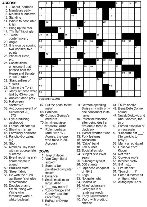 Printable Medium Crossword Puzzles