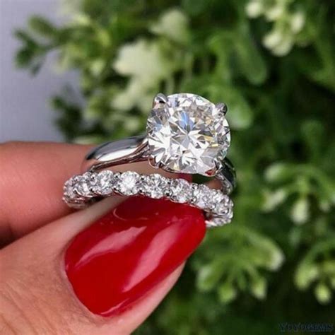 Bridal Set Moissanite Engagement Ring Solid 14k White Gold 250 Carat Round Cut Ebay