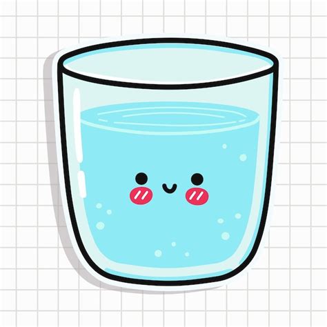 Lindo Vaso De Personaje De Etiqueta De Agua Vector Premium