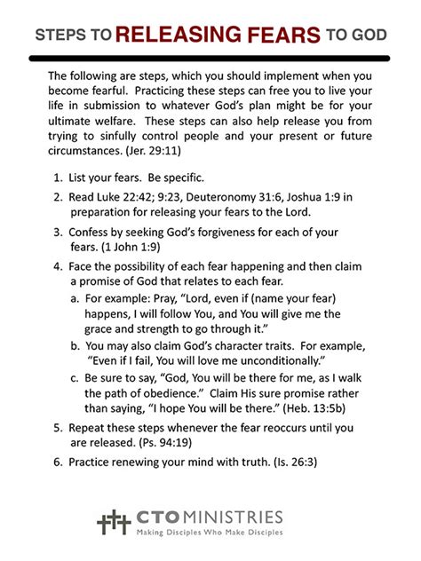 Steps To Releasing Fears Called To Obedience