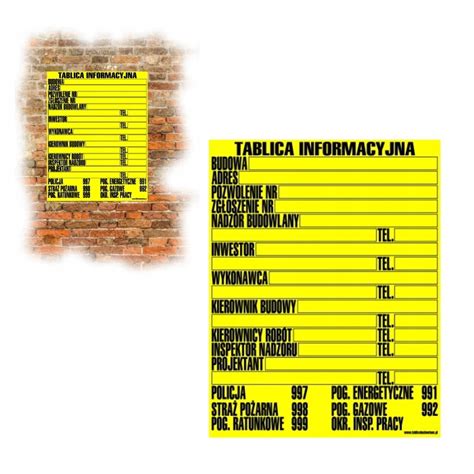 Tablica Budowlana Informacyjna Zewnętrzna 70x90 cm elektromarket24 pl