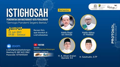 Live Istighosah Bersama Pemerintah Dan Masyarakat Kota Pekalongan