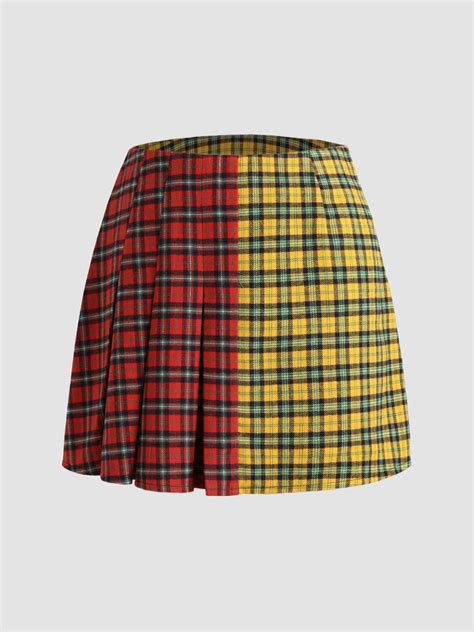 Red & Yellow Plaid Mini Skirt - Cider