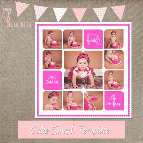 Cake Smash Template Cake Smash Storyboard 20x20 Collage CS & Elements ...