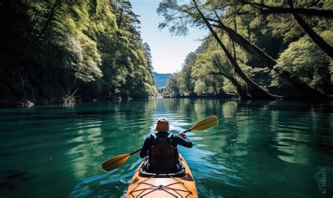 Premium Photo | Person Kayaking Down River