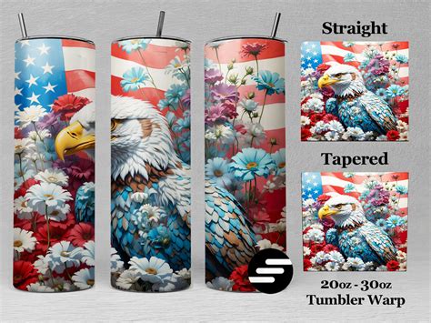 3D American Flag Eagle Tumbler Wrap PNG Graphic By Efuture Studio