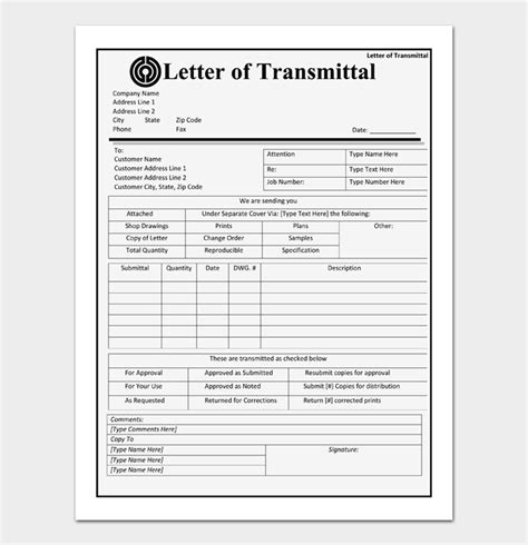 Transmittal Letter Free Samples And Templates Word Pdf